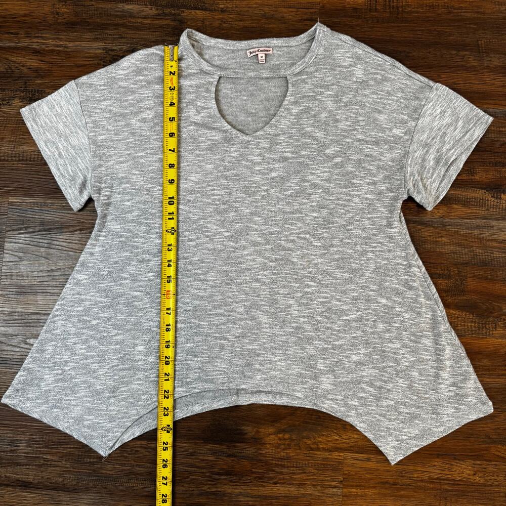 Juicy Couture grey key hole blouse MEDIUM asymmetrical bottom soft and stretchy - Picture 8 of 8